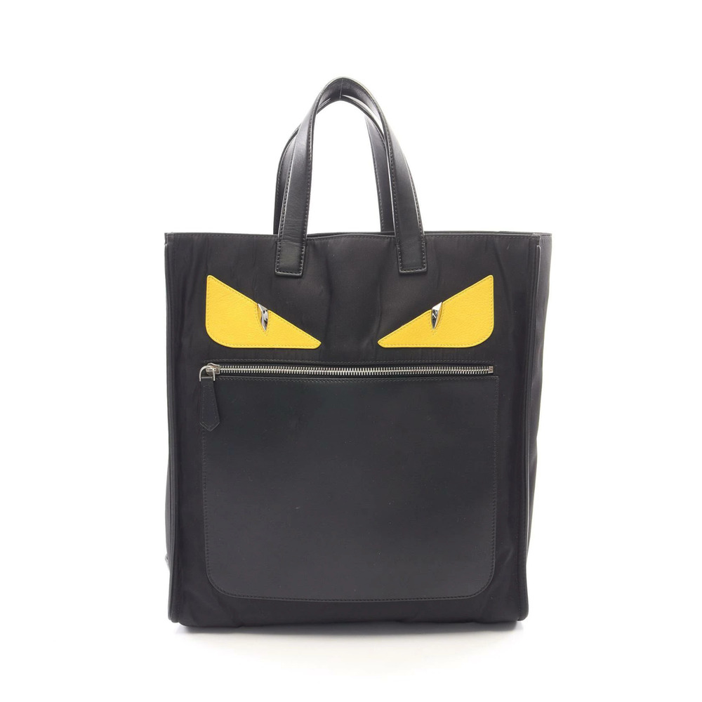 Fendi Bag Bugs Monster Tote Leather Black Yellow